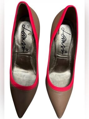 Lanvin Tan & Fuchsia Pointed Heels Size 37 - Needs TLC
